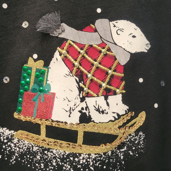 Karen Scott Graphic Christmas Polar Bear T-shirt Black Medium - Picture 4 of 5
